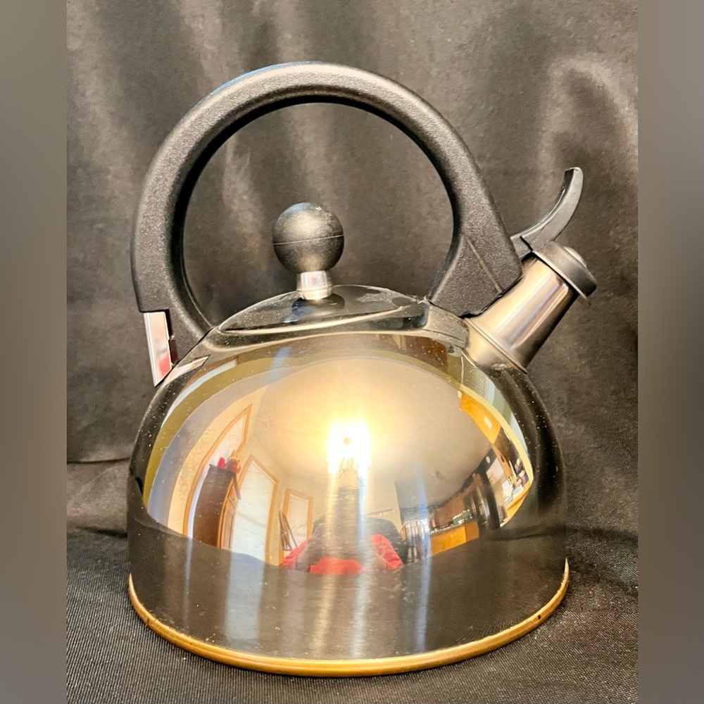 Vintage Copco 1213 Stainless Steel Copper Bottom Whistling Tea Kettle Small 6x7”